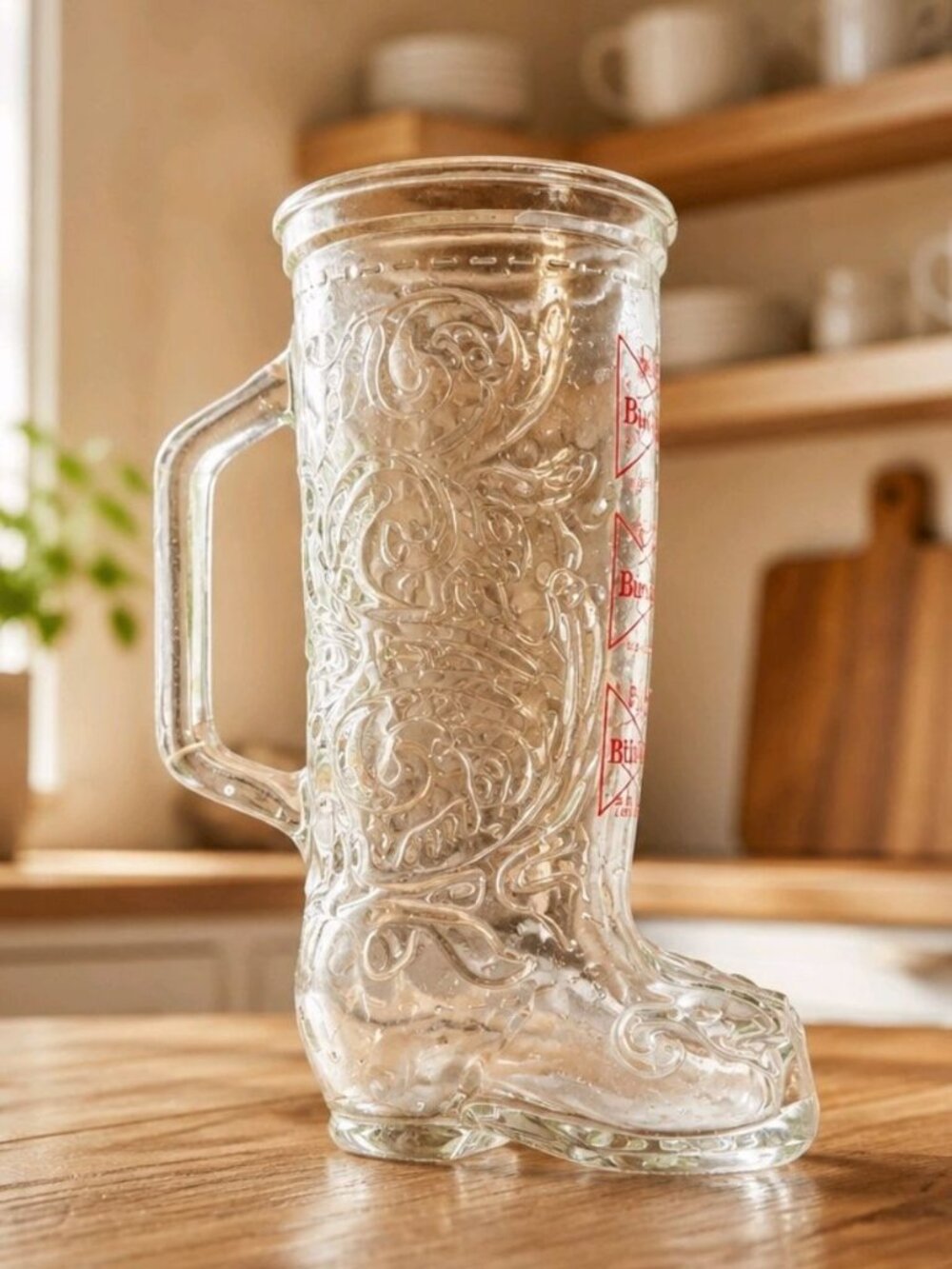 Vintage Budweiser Cowboy Boot Clear Glass Beer Mug
